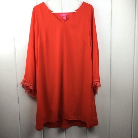 Catherine Malandrino Lagenlook Dress Red V-neck, Size Large - Picture 1 of 10